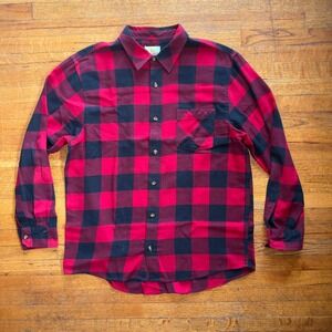 Men's Red Black Buffalo Plaid Flannel Shirt Long Sleeve Button Up Casual Pocket‎